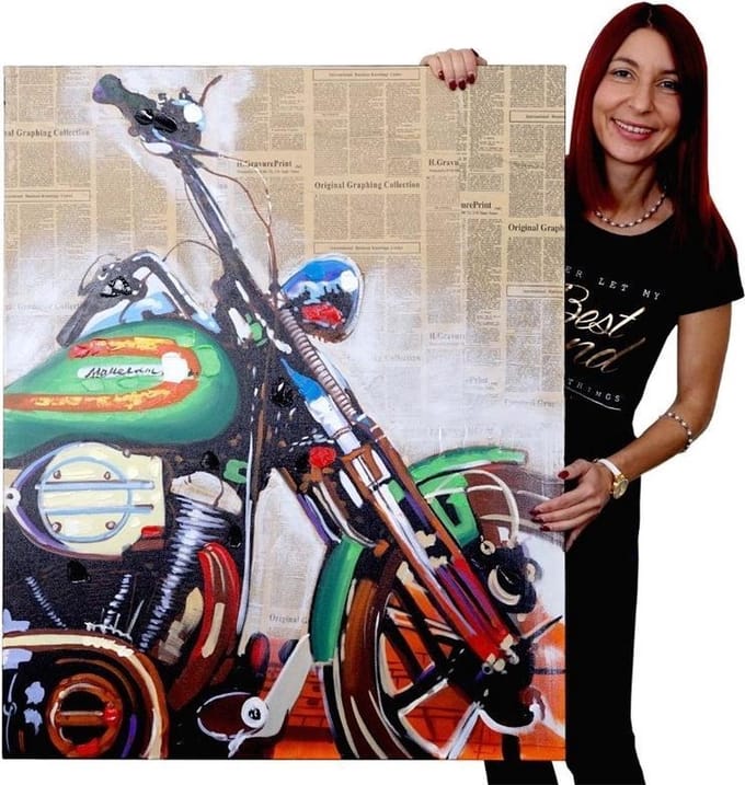 Olieverf schilderij motor