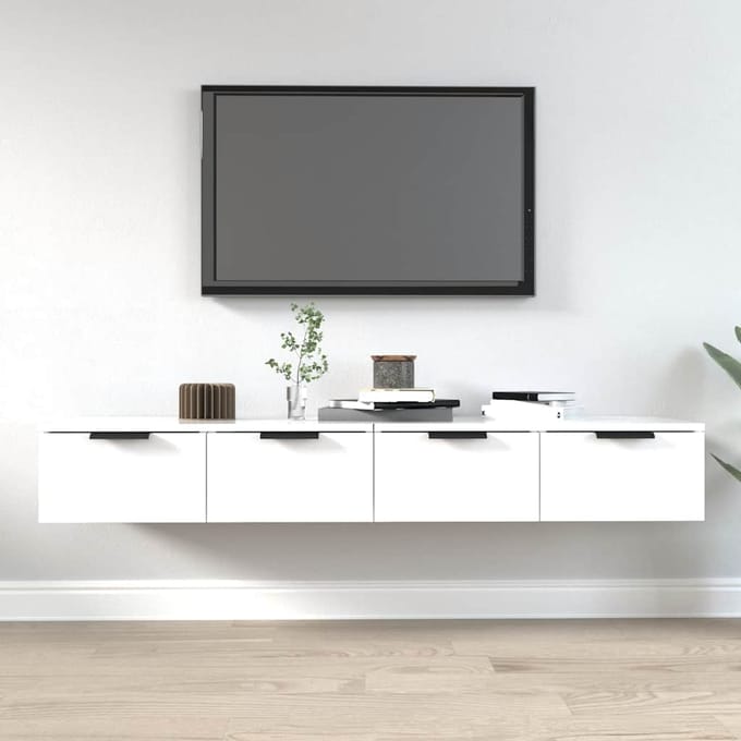 vidaXL - Wandkasten - 2 - st - 68x30x20 - cm - bewerkt - hout - wit