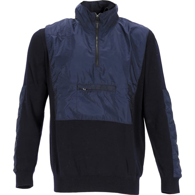 Prada Windbreaker in Marineblauwe Wol en Nylon