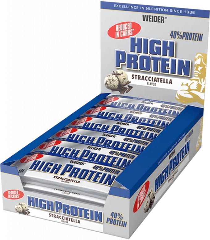 Weider 40% High Protein Bar (24x50g) Stracciatella - Repen - Eiwit Repen