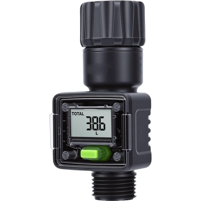 Digitale Waterstroommeter Tuinslang Real-Time Tracking Slimme Watermeter voor Buitenplanten Besproeiing gray
