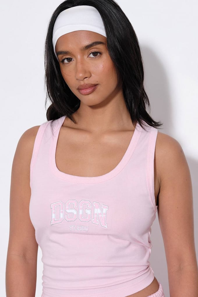 Dames Dsgn Studio Gestreept Applicatie Vest Top | Light Pink | Maat: XS