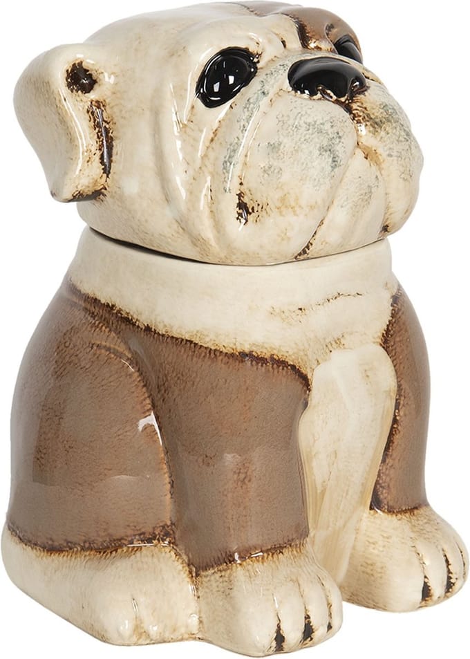 Clayre & Eef Beeld Hond 20x18x26 cm Bruin Beige Keramiek