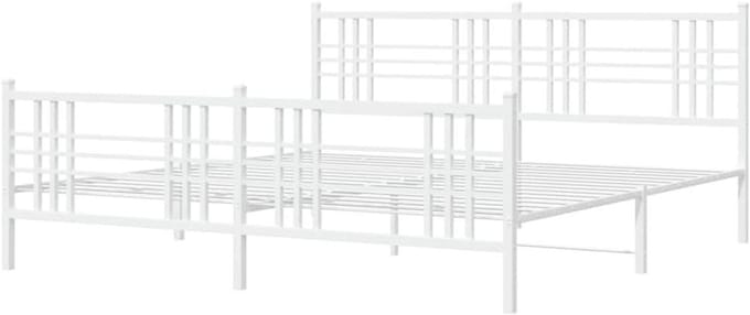 Metalen Bedframe - Ledikant Omkadering - Slaapkamer Inrichten - Robuuste Stalen Constructie - 200x200 cm - Wit