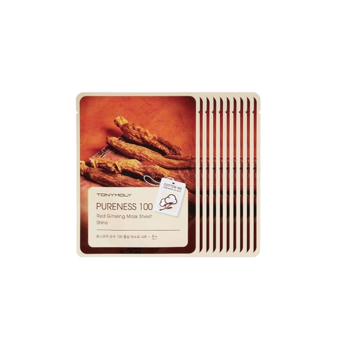 Tonymoly - Pureness 100 Mask Sheet - Red Ginseng (10elk) Set
