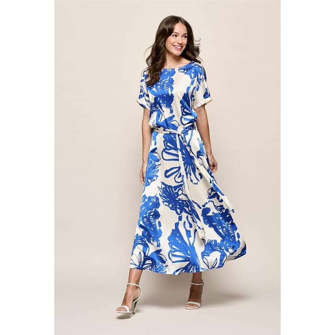 Hannah Print Rok Kobalt / Off White