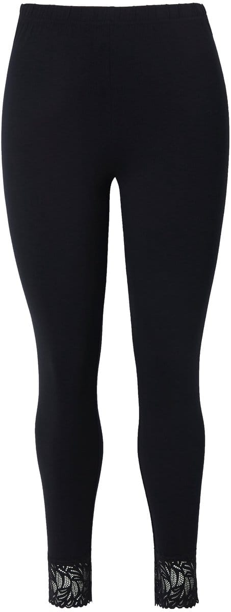 Ulla Popken - Dames - Legging kanten zoom - Zwart - Maat 50+
