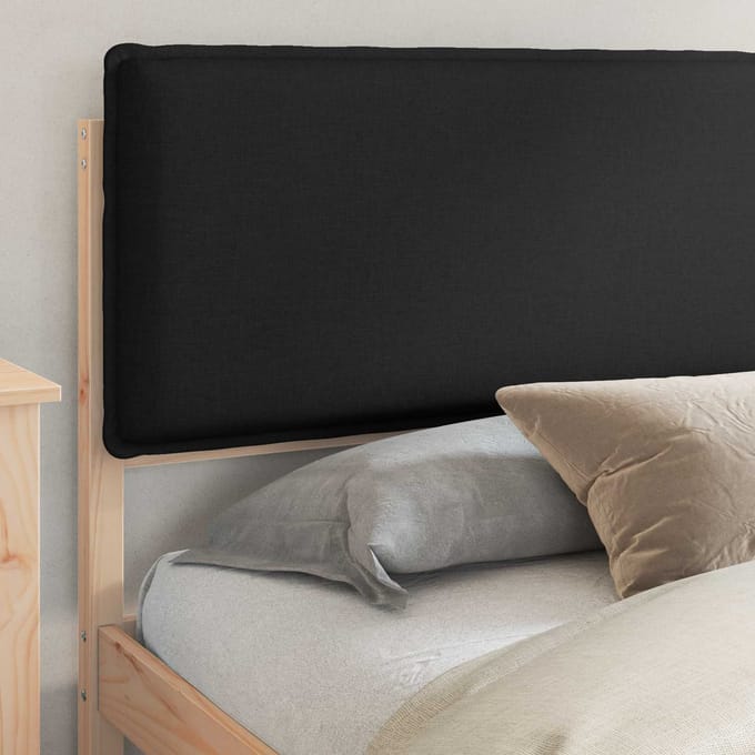 vidaXL - Bedframe - met - Gevoerde - Hoofdbord - Zwart - 180 - x - 200 - cm