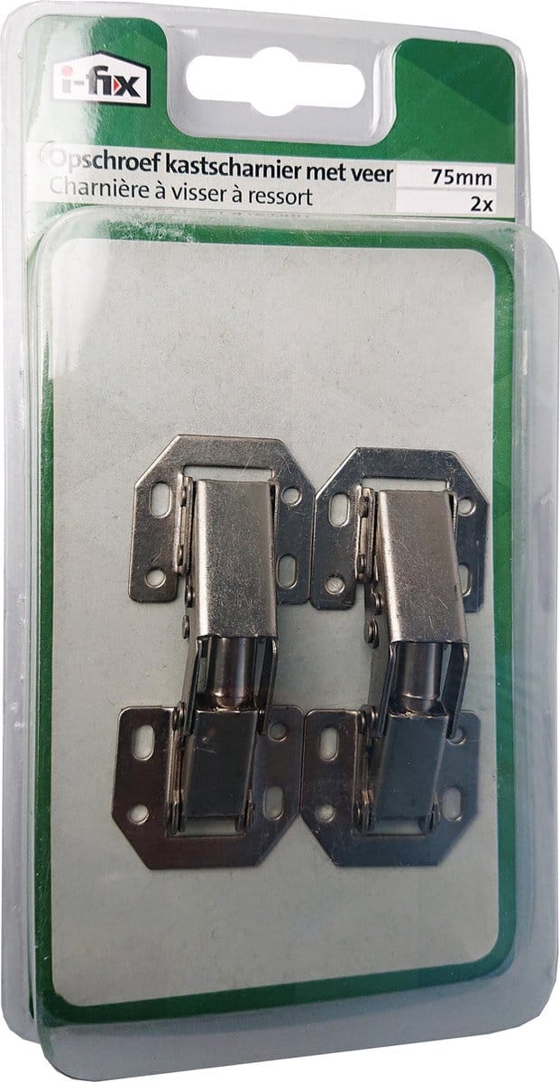 I-FIX opschroef kastscharnier met veer | 75 mm | 180° | 2 stuks