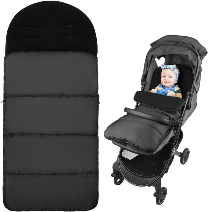 Voetenzak Kinderwagen - Thermo Zak - Warm Blijven - Waterdicht Winddicht - Universeel - Zwart