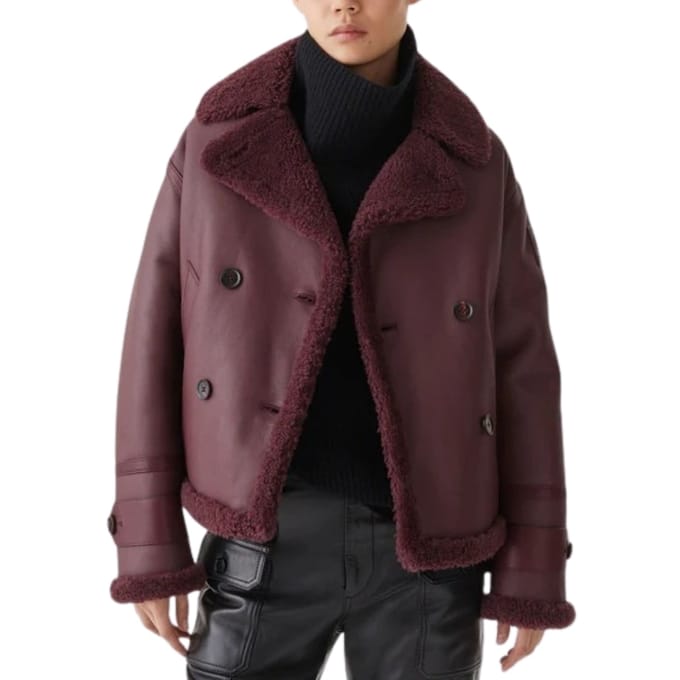 Belstaff Cedar Redwood bordeauxrode Sherling leren jas