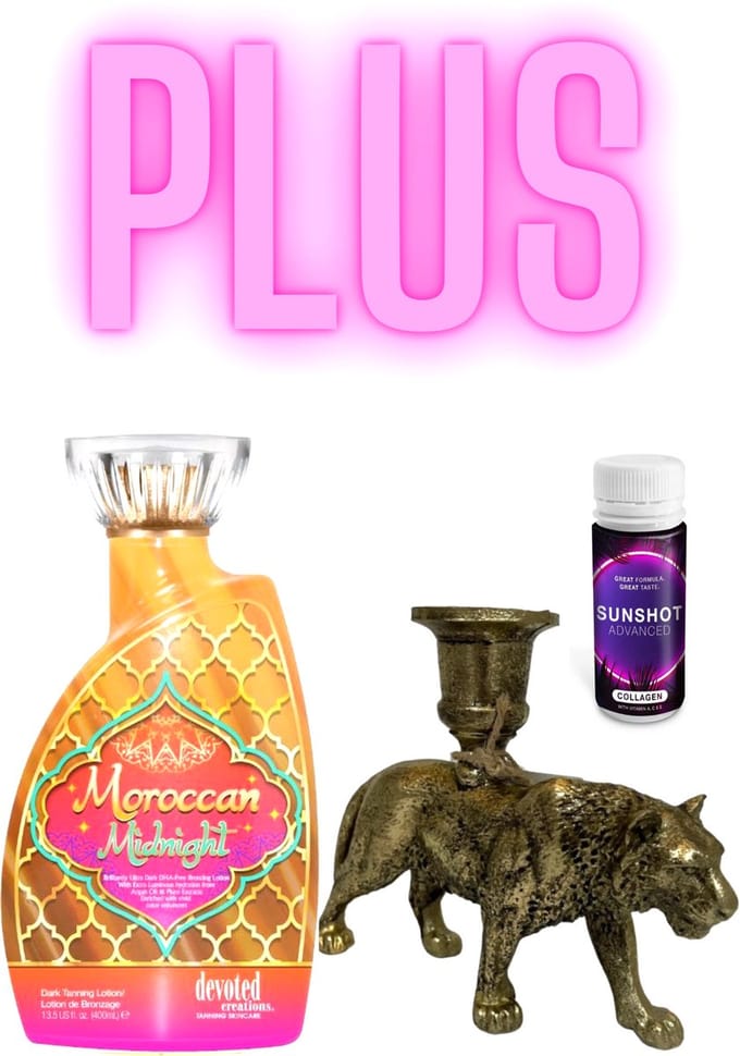 Devoted Creations Moroccan Midnight 400 ml PLUS Kandelaar Tijger Bronze PLUS Collagen Sunshot 60 ml