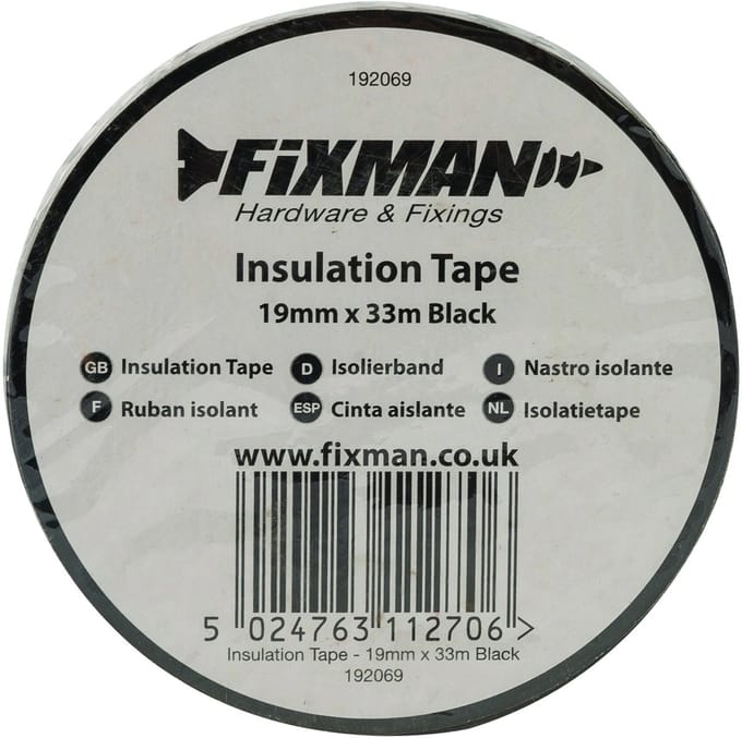 Fixman 192069 Isolatietape - 19mm x 33m - zwart
