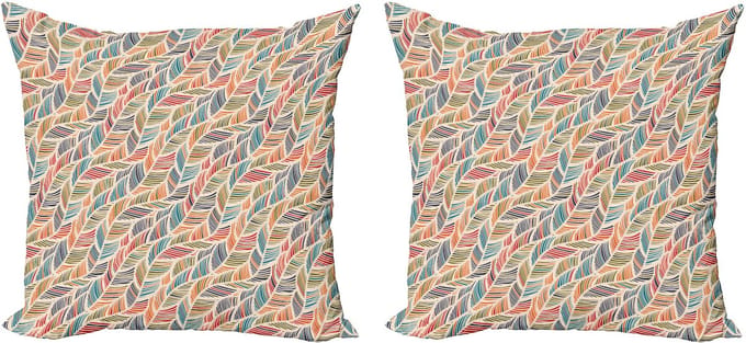 ABAKUHAUS Boho decoratieve kussenhoes, 2-pack, abstracte verengolf, 45x45 cm, meerkleurig