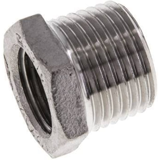 1/2'' NPT x 3/8'' NPT M/F RVS Verloopring 16 Bar [2 Stuks]