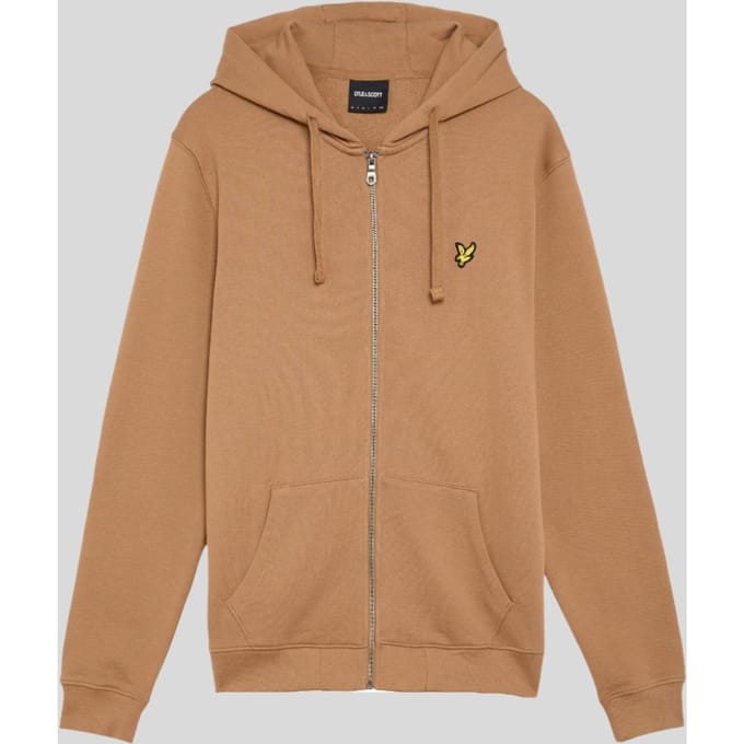 Lyle & Scott Loopback Katoenen Volledige Rits Hoodie - Bruin