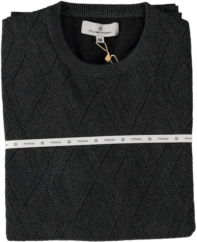 Fellows United Pullover Premium Crew Neck Argyle Struct. Mid Grey (52.1150 - 121)