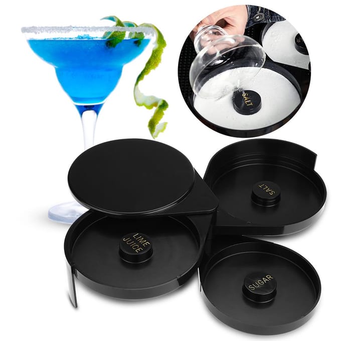 Bar 3-laags Suiker Zout Rand Limoenglas voor Cocktail Bartender Tool Feest Thuis Zwart gray
