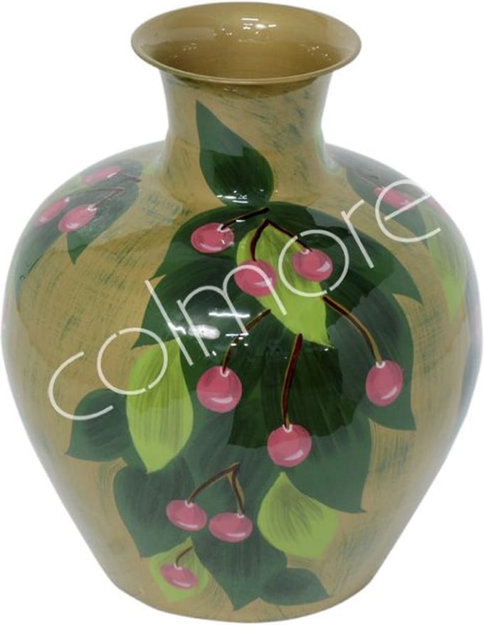 Colmore by Diga vaas goud/groen fruit handbeschilderd enamel 32x32x39cm