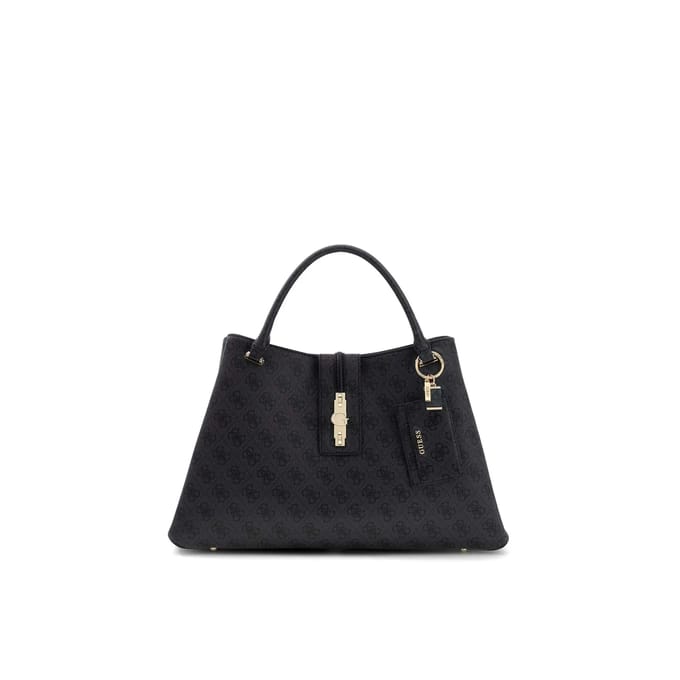 GUESS handtas schoudertas Yvonne Girlfriend Carryall Coal Logo donkergrijs