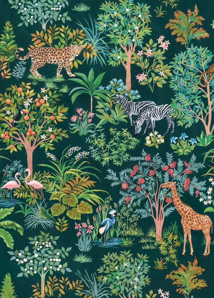 Fotobehang Happy Jungle - Meerkleurig - 2,80m X 200cm