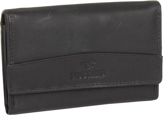 MUSTANG Leren Portemonnee Udine Long Wallet Black Zwart