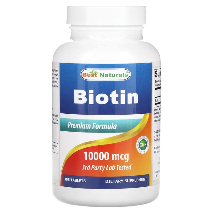 Best Naturals, Biotine, 10 000 mcg, 365 comprimés
