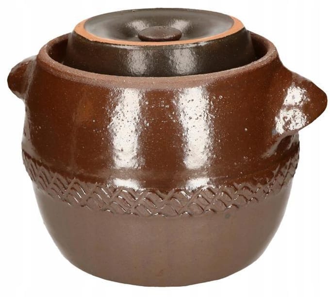 KOTARBAU® Fermentatiepot 5 L - Zuurkoolpot - met Deksel en Waterrand Keramische Fermentatiepot - Steengoed - Bruin