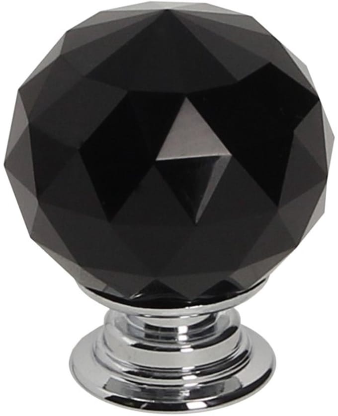 Gamet Serie - Meubelknop - Kristallen - Zwart - Chroom