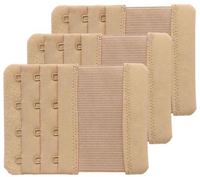 Dailygoods- BH-verlengingen 4 haken - elastisch - 3 stuks - roestvrij