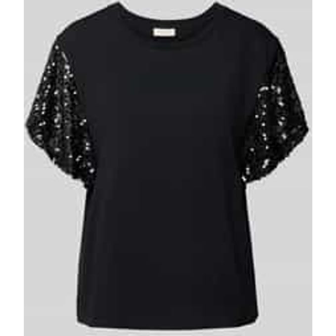 T-shirt met geribde ronde hals, model 'WINGS'