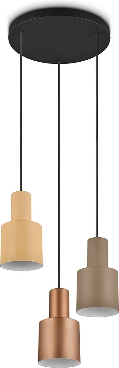 LED Hanglamp - Trion Agido - E27 Fitting - 3-lichts - Zwart met Multicolor Lampenkap