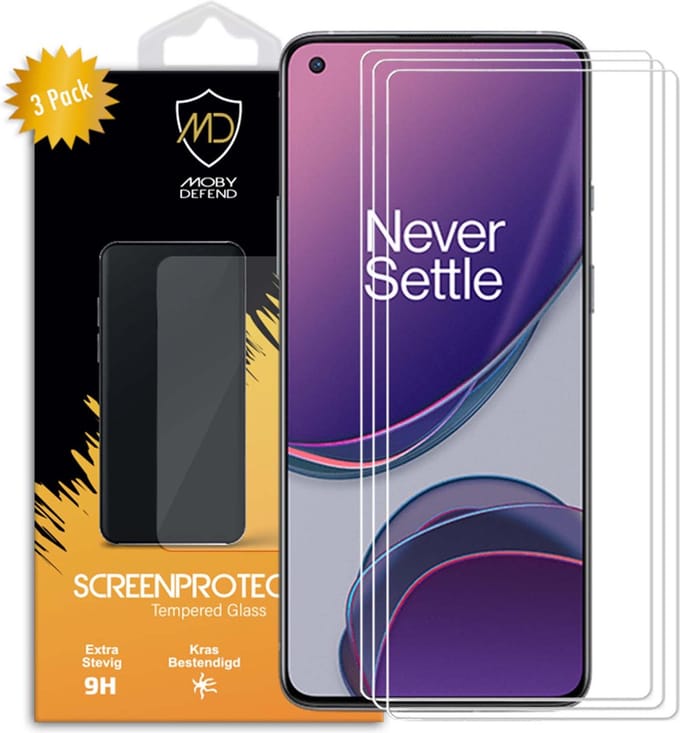 3-Pack MobyDefend Screenprotectors - Geschikt voor OnePlus 8T - Case-Friendly Screensaver - Gehard Glas