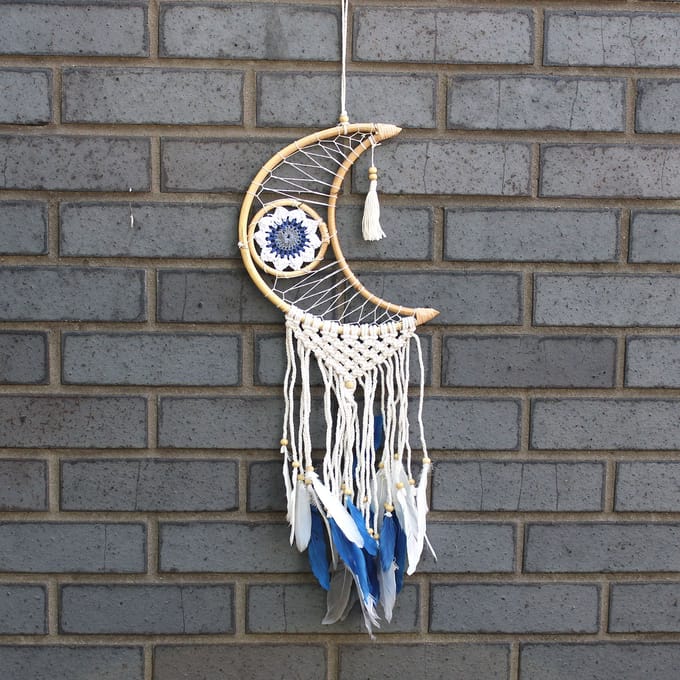 Macramé Dromenvanger - Bescherming - Maan - 21x1x21x68cm