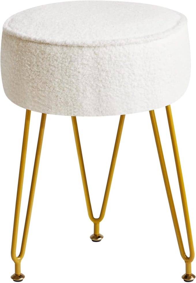 SNJY® Make Up Stoel - Make Up Kruk - Kaptafel Kruk - 32D x 32B x 44H cm - Wit