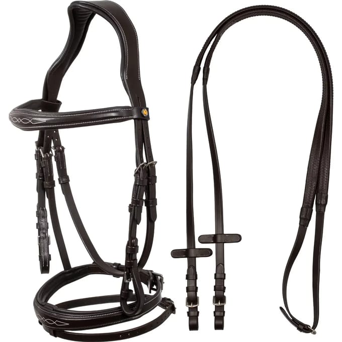 Anatomisch leer zadeltje met decoratieve stiksels Equestro