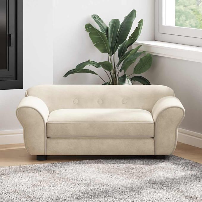 vidaXL - Hondenbank - 72x45x30 - cm - pluche - crèmekleurig