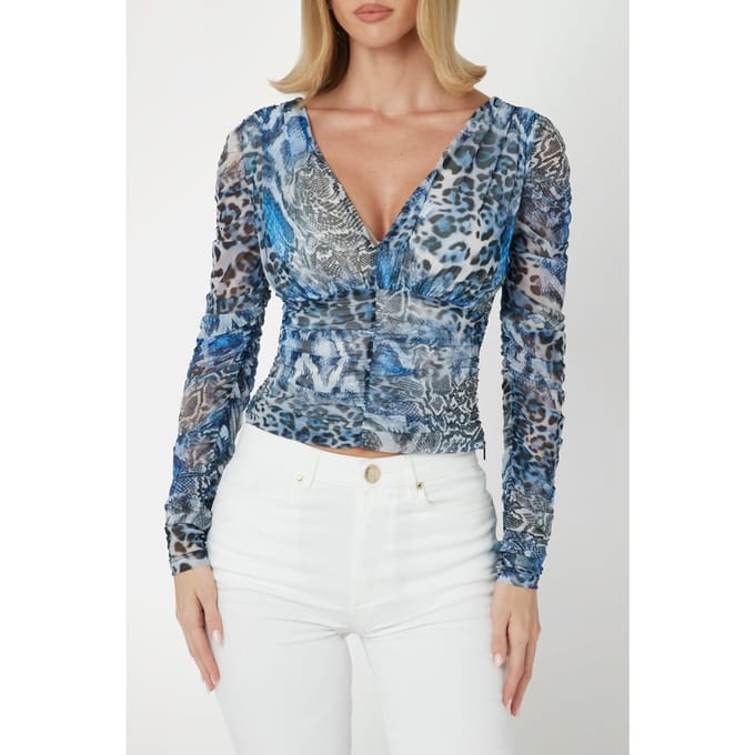 GUESS Marciano By  Cristal Ls Top Midnight Snake Größe: XXS | Blusen Outlet | Damen