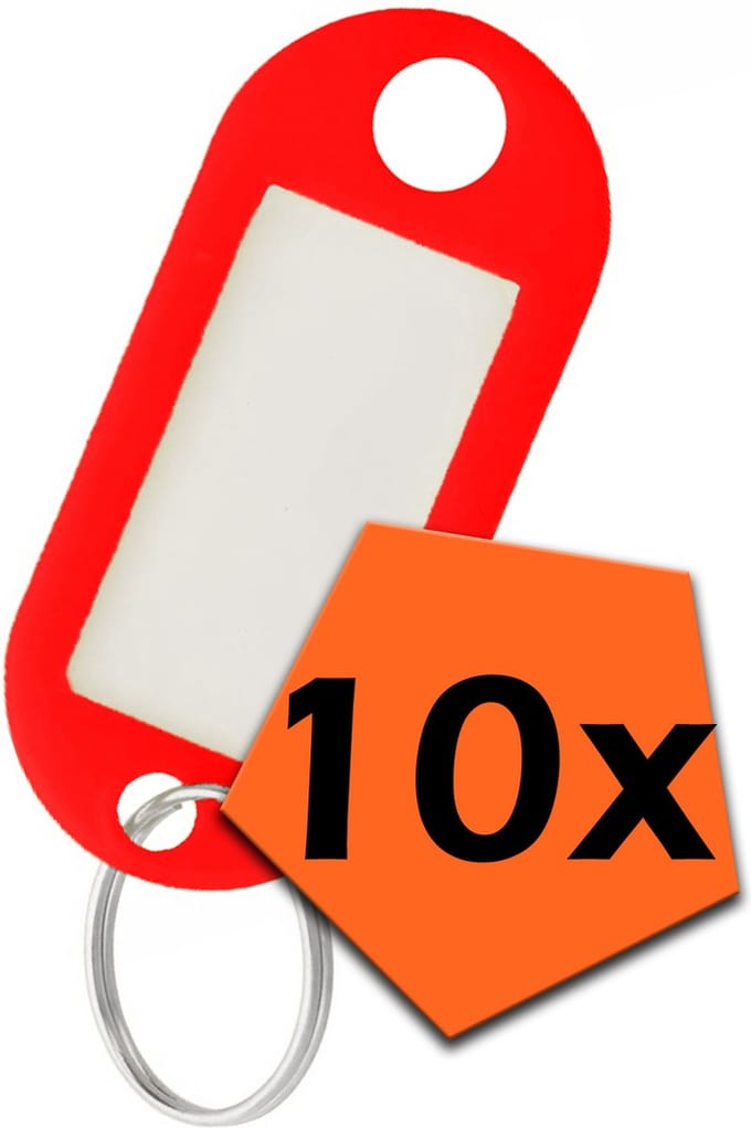 Sleutelhanger Bagagelabel Gekleurde Sleutellabels Sleutelhangers Naamlabel Rood - 10x