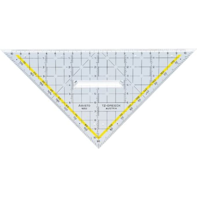 Geodriehoek Aristo 1650/2 225mm met greep transparant