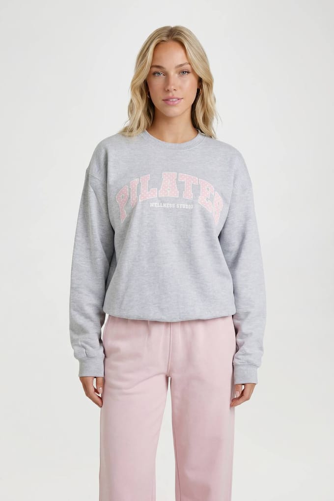 boohoo Dames Pilates Oversized Sweatshirt Met Polkadot Print | Asgrijs | Maat: Small