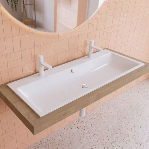 Kaldewei PURO built-in double washbasin 3169 with 2x 1 tap hole, 120 cm 907106043001