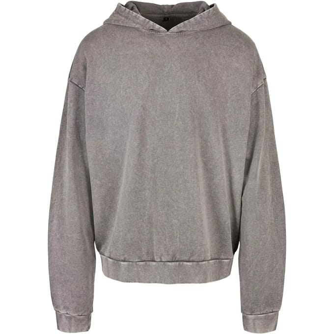 Build Your Brand Acid Washed Oversized Capuchon Grijs L Man