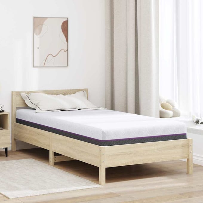 vidaXL - Traagschuimmatras - Medium - 100 - x - 200 - cm - Wit - en - Grijs