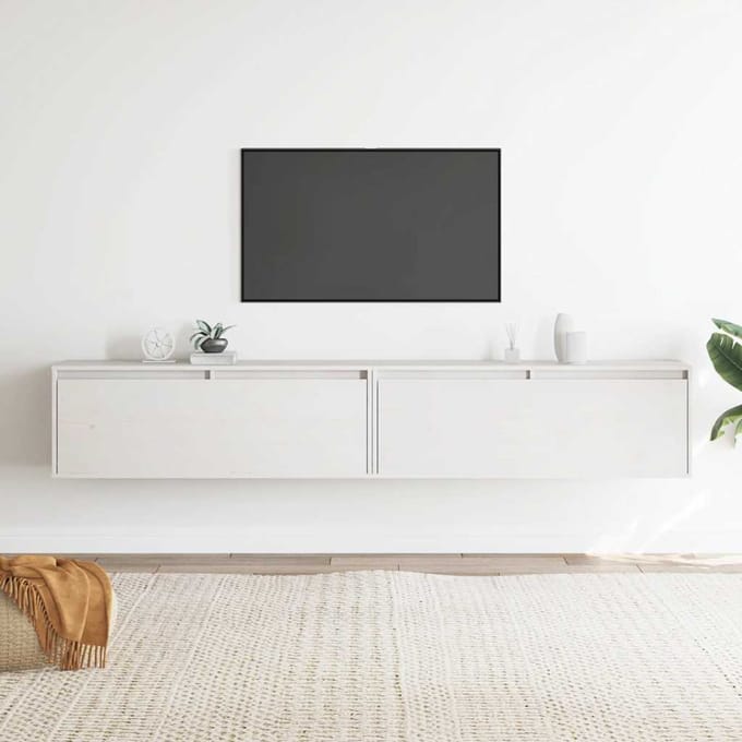 vidaXL - Wandkasten - 2 - st - 100x30x35 - cm - massief - grenenhout - wit