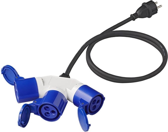 ProPlus Verloopkabel - 3 weg - 150 cm - Schuko naar 3 CEE - IP44 - 3x2.5 mm²