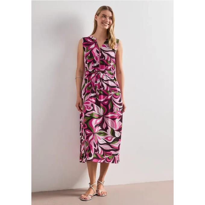 Midi-jurk met gespleten hals en ritssluiting