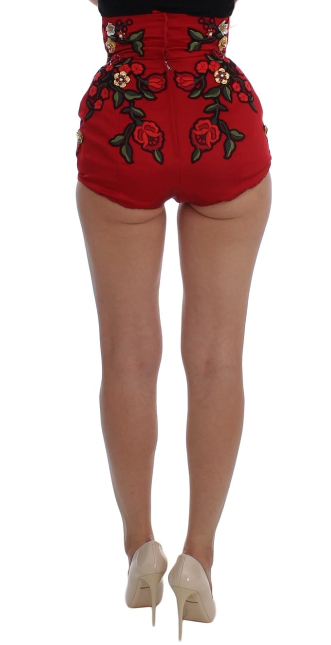 Dolce Gabbana Shorts met Bloemenborduursel Hoge Taille