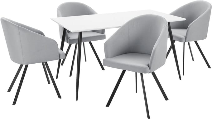 Dino&Barry-Eetset - 140 cm Tafel - Grijs/Wit