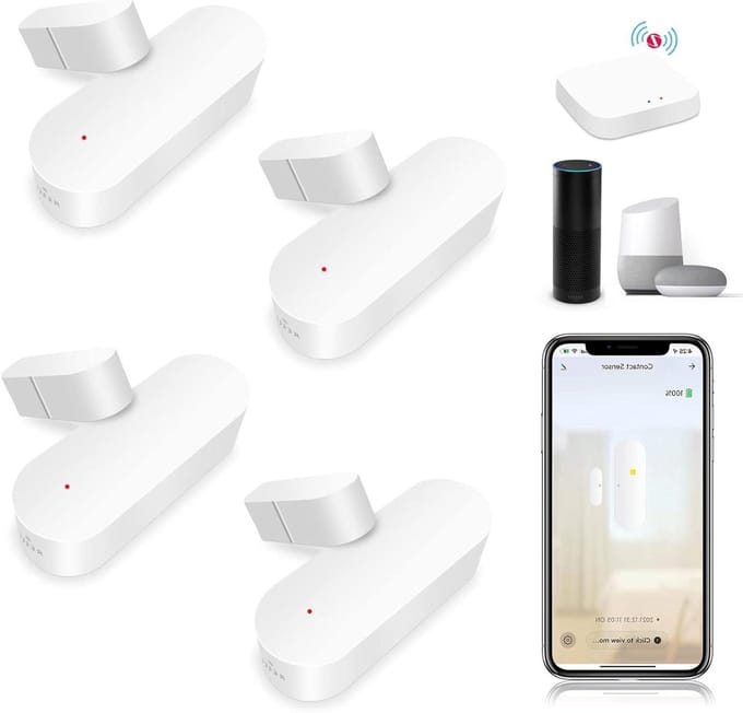 Deurraamsensor Set - Alarmsensoren Kozijn - Huis Beveiligen - Real-time Meldingen - 4 Stuks - Wit